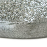 Glinting Glamour - Silver & Gray Silk Lumbar Cushion Cover
