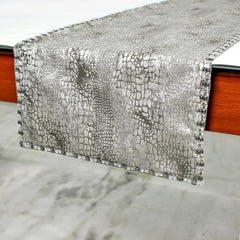Pewter Python - Silver Faux Leather Decorative Table Runner