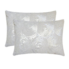 White Touch - White Art Silk Lumbar Cushion Cover