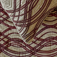 Brown Swirls - Satin Brown Decorative Bed Runner and Cushion Cover