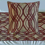 Brown Swirls - Satin Brown Decorative Bed Runner and Cushion Cover