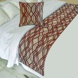 Brown Swirls Decorative Bed Runner and Cushion Cover