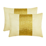 Glittering Gold - Gold Art Silk Lumbar Cushion Cover