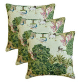 Mor Nritya - Green Cotton Throw Cushion Cover