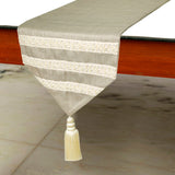 Pearl Serenade - Beige Jute Decorative Table Runner