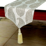 Paisley Sparkle - Silver Jacquard Decorative Table Runner