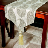 Paisley Sparkle - Silver Jacquard Decorative Table Runner