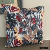 Cockatoo Blue - Blue Cotton Throw Cushion Cover