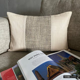 June Beige - Beige Linen & Jute Lumbar Pillow Cover