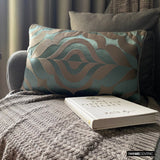 Dimensional Saga - Blue Jacquard Lumbar Pillow Cover