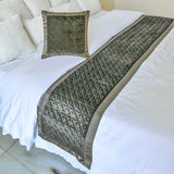 Grey Grace Decorative Bed Runner and Cushion Cover