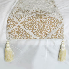 Mabel Ivory - Velvet Ivory Decorative Bed Runner and Cushion Cover