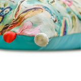 Maurya Paradise - Turquoise Cotton Lumbar Pillow Cover