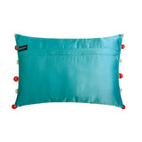 Maurya Paradise - Turquoise Cotton Lumbar Pillow Cover