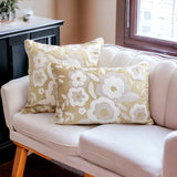 Snowy Gardenia - Beige Velvet Lumbar Pillow Cover
