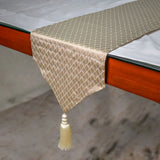 Crystal Angles - Beige Jacquard Decorative Table Runner