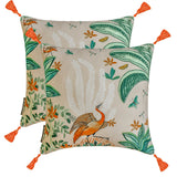 Birdsong Bliss - Green Cotton Throw Cushion Cover