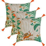 Birdsong Bliss - Green Cotton Throw Cushion Cover