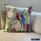 Cockatoo Carnival - Green Cotton Throw Cushion Cover