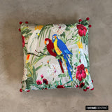 Cockatoo Carnival - Green Cotton Throw Cushion Cover
