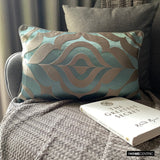 Dimensional Saga - Blue Jacquard Lumbar Pillow Cover