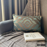 Dimensional Saga - Blue Jacquard Lumbar Pillow Cover