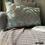 Dimensional Saga - Blue Jacquard Lumbar Pillow Cover