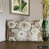 Snowy Gardenia - Beige Velvet Lumbar Pillow Cover