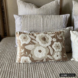 Snowy Gardenia - Beige Velvet Lumbar Pillow Cover