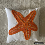 Starfish Makeover - White Cotton Linen Throw Cushion Cover