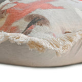 Brushstroke Florals - Red Cotton Lumbar Cushion Cover