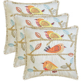 Feathered Whispers - Orange Cotton Throw Cushion Cover