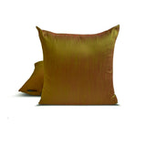 Green & Orange Luxury - Green & Orange Art Silk Throw Cushion Cover Pack of 2