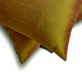 Green & Orange Luxury - Green & Orange Art Silk Throw Cushion Cover Pack of 2