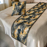 Mystic Palms - Satin Green Decorative Bed Runner and Cushion Cover