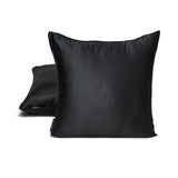 Black Slub Satin - Black Satin Throw Cushion Cover Pack of 2