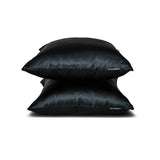 Black Slub Satin - Black Satin Throw Cushion Cover Pack of 2