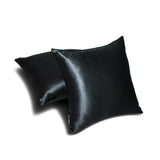 Black Slub Satin - Black Satin Throw Cushion Cover Pack of 2