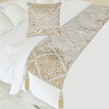 Mabel Ivory - Velvet Ivory Decorative Bed Runner and Cushion Cover