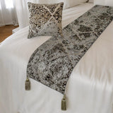Mabel Gray - Velvet Gray Decorative Bed Runner and Cushion Cover