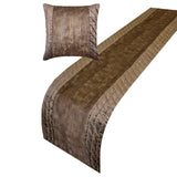 Bourbon Bliss - Velvet Brown Decorative Bed Runner and Cushion Cover