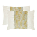 Dazzling Chevron - White & Gold Art Silk Lumbar Pillow Cover