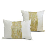 Dazzling Chevron - White & Gold Art Silk Lumbar Pillow Cover