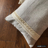 Pearl Gleam - Grey Jute Lumbar Pillow Cover