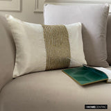 Dazzling Chevron - White & Gold Art Silk Lumbar Pillow Cover