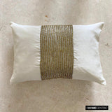 Dazzling Chevron - White & Gold Art Silk Lumbar Pillow Cover