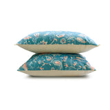 Birdsong Embrace - Blue Velvet Throw Cushion Cover