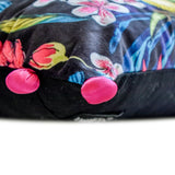 Parrot Parade - Black Velvet Lumbar Pillow Cover