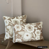 Snowy Gardenia - Beige Velvet Lumbar Pillow Cover