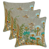 Botanical Bliss - Gray Cotton Linen Throw Cushion Cover